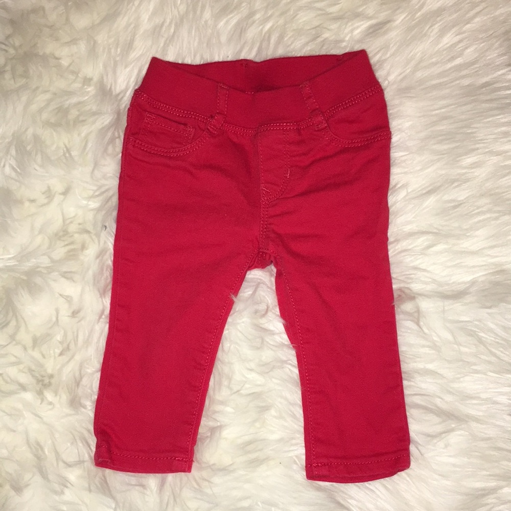 Red denim toddler pants